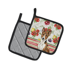 Load image into Gallery viewer, Brindle and White Basenji Vegetables Pair of Pot Holders