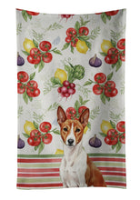 Load image into Gallery viewer, Red and White Basenji Vegetables Kitchen Towel