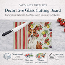 Load image into Gallery viewer, Red and White Basenji Vegetables Glass Cutting Board