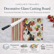 Load image into Gallery viewer, Tricolor and White Basenji Vegetables Glass Cutting Board
