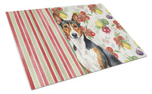 Load image into Gallery viewer, Tricolor and White Basenji Vegetables Glass Cutting Board