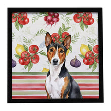 Load image into Gallery viewer, Tricolor and White Basenji Vegetables Framed Metal Print