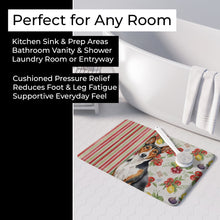 Load image into Gallery viewer, Tricolor and White Basenji Vegetables Memory Foam Kitchen Mat
