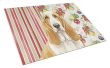 Load image into Gallery viewer, Lemon and White Basset Hound Vegetables Glass Cutting Board