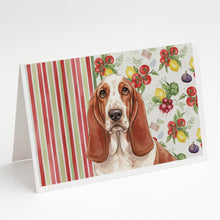 Load image into Gallery viewer, Red and White Basset Hound Vegetables Greeting Cards Pack of 8