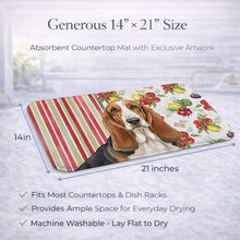 Load image into Gallery viewer, Tricolor and White Basset Hound Vegetables Dish Drying Mat