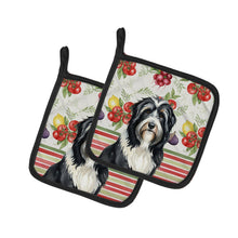 Load image into Gallery viewer, Black Bearded Collie Vegetables Pair of Pot Holders