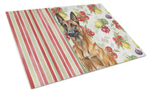 Load image into Gallery viewer, Mahogany Belgian Malinois Vegetables Glass Cutting Board