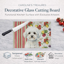 Load image into Gallery viewer, Bichon Frise Vegetables Glass Cutting Board