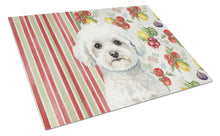 Load image into Gallery viewer, Bichon Frise Vegetables Glass Cutting Board