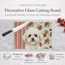 Load image into Gallery viewer, White and Cream Bichon Frise Vegetables Glass Cutting Board