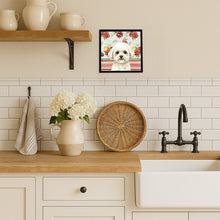 Load image into Gallery viewer, White and Cream Bichon Frise Vegetables Framed Metal Print