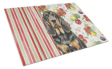 Load image into Gallery viewer, Black and Tan Bloodhound Vegetables Glass Cutting Board