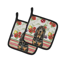 Load image into Gallery viewer, Black and Tan Bloodhound Vegetables Pair of Pot Holders