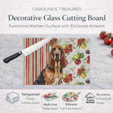 Load image into Gallery viewer, Liver and Tan Bloodhound Vegetables Glass Cutting Board