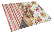 Load image into Gallery viewer, Liver and Tan Bloodhound Vegetables Glass Cutting Board