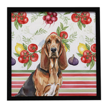 Load image into Gallery viewer, Liver and Tan Bloodhound Vegetables Framed Metal Print