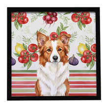 Load image into Gallery viewer, Red and White Border Collie Vegetables Framed Metal Print
