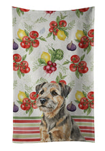 Load image into Gallery viewer, Grizzle and Tan Border Terrier Vegetables Kitchen Towel