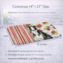 Load image into Gallery viewer, Black and White Borzoi Vegetables Dish Drying Mat