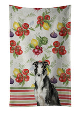 Load image into Gallery viewer, Black and White Borzoi Vegetables Kitchen Towel