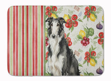 Load image into Gallery viewer, Black and White Borzoi Vegetables Memory Foam Kitchen Mat