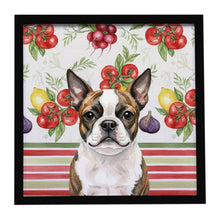 Load image into Gallery viewer, Brindle Boston Terrier Vegetables Framed Metal Print