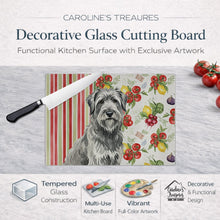 Load image into Gallery viewer, Gray Briard Vegetables Glass Cutting Board