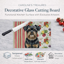 Load image into Gallery viewer, Black and Tan Brussels Griffon Vegetables Glass Cutting Board