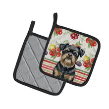 Load image into Gallery viewer, Black and Tan Brussels Griffon Vegetables Pair of Pot Holders
