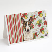 Load image into Gallery viewer, Brindle and White Bull Terrier Vegetables Greeting Cards Pack of 8