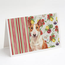 Load image into Gallery viewer, Red and White Bull Terrier Vegetables Greeting Cards Pack of 8