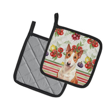 Load image into Gallery viewer, Red and White Bull Terrier Vegetables Pair of Pot Holders