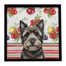 Load image into Gallery viewer, Black Cairn Terrier Vegetables Framed Metal Print