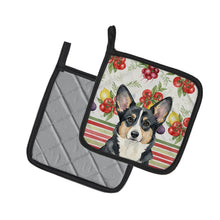 Load image into Gallery viewer, Black and White Cardigan Welsh Corgi Vegetables Pair of Pot Holders