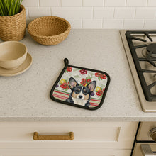 Load image into Gallery viewer, Black and White Cardigan Welsh Corgi Vegetables Pair of Pot Holders