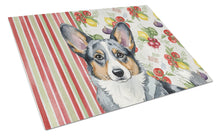 Load image into Gallery viewer, Blue Merle Cardigan Welsh Corgi Vegetables Glass Cutting Board