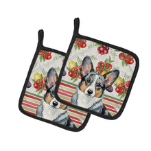 Load image into Gallery viewer, Blue Merle Cardigan Welsh Corgi Vegetables Pair of Pot Holders
