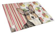 Load image into Gallery viewer, Brindle Cardigan Welsh Corgi Vegetables Glass Cutting Board