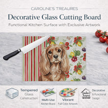 Load image into Gallery viewer, Ruby Cavalier Spaniel Vegetables Glass Cutting Board