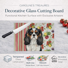 Load image into Gallery viewer, Tricolor Cavalier Spaniel Vegetables Glass Cutting Board