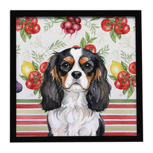 Load image into Gallery viewer, Tricolor Cavalier Spaniel Vegetables Framed Metal Print
