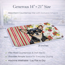 Load image into Gallery viewer, Black and Tan Chihuahua Vegetables Dish Drying Mat