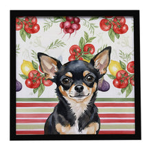 Load image into Gallery viewer, Black and Tan Chihuahua Vegetables Framed Metal Print
