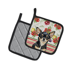 Load image into Gallery viewer, Black and Tan Chihuahua Vegetables Pair of Pot Holders