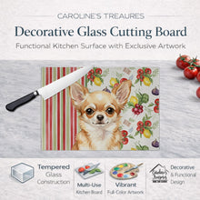 Load image into Gallery viewer, Fawn Chihuahua Vegetables Glass Cutting Board