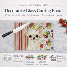 Load image into Gallery viewer, Cream Chihuahua Vegetables Glass Cutting Board