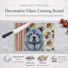 Load image into Gallery viewer, Blue Chow Chow Vegetables Glass Cutting Board