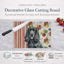 Load image into Gallery viewer, Black Cocker Spaniel Vegetables Glass Cutting Board