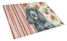 Load image into Gallery viewer, Black Cocker Spaniel Vegetables Glass Cutting Board